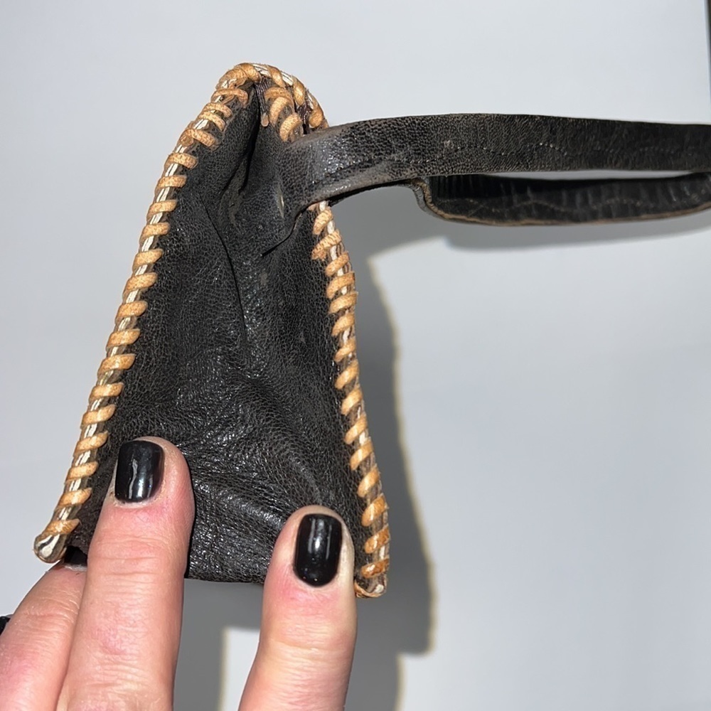 Handtooled Leather And Python Wristlet Clutch - image 3